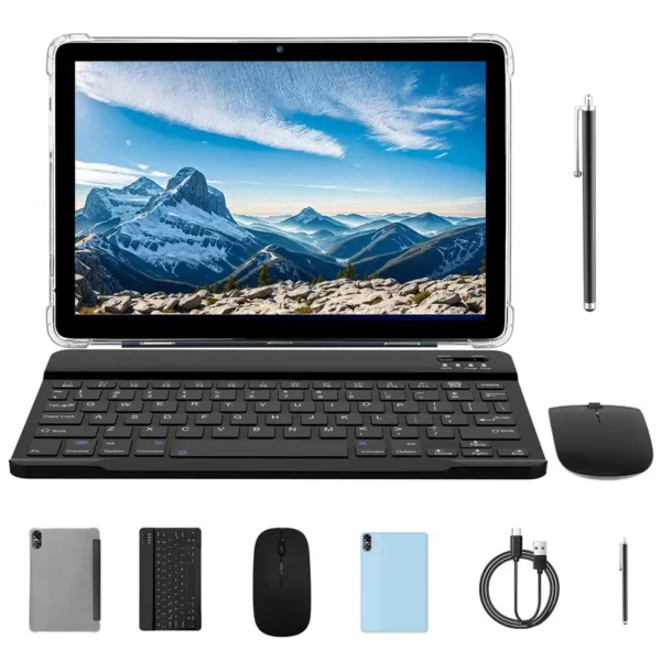 Tableta Android PRITOM 15 de 10,1 inch, 16 GB de RAM, 64 GB de ROM, con funda con teclado y bolígrafo, cámara doble, batería de 8MP, 6000mAh, regalo Ideal para la escuela y el día a día - Image 4