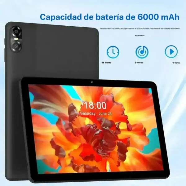 Tableta Android PRITOM 15 de 10,1 inch, 16 GB de RAM, 64 GB de ROM, con funda con teclado y bolígrafo, cámara doble, batería de 8MP, 6000mAh, regalo Ideal para la escuela y el día a día - Image 2